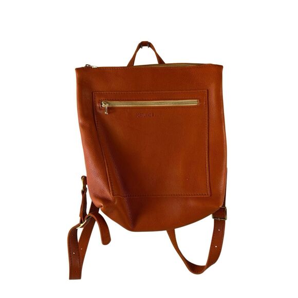 Portland leather bag backpack almost perfect tote 12x12 orange rust‎ gold zipper
